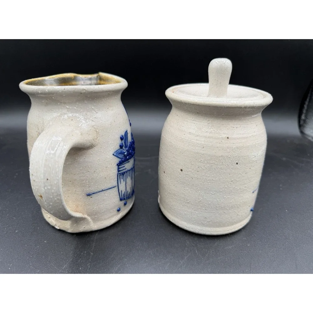 Salmon Falls Stoneware Creamer & Sugar Set 1995